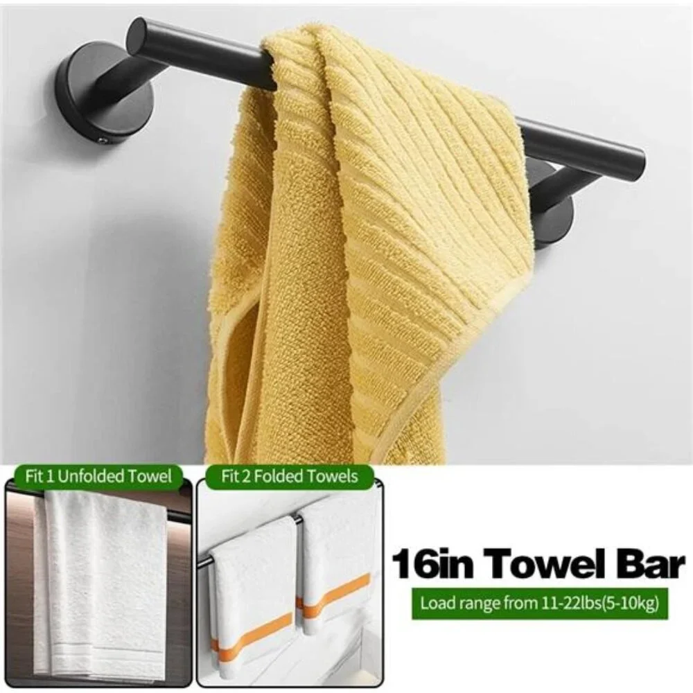 10 Piece Bathroom Hardware Set Towel Bars Rings Hooks Toilet Paper Holders Black